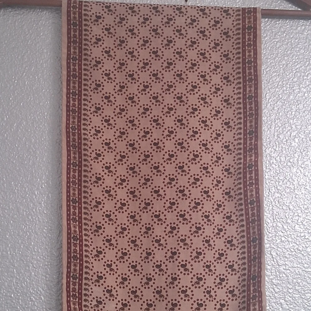 Tan & Dark Red 100% Pure Silk Scarf    66